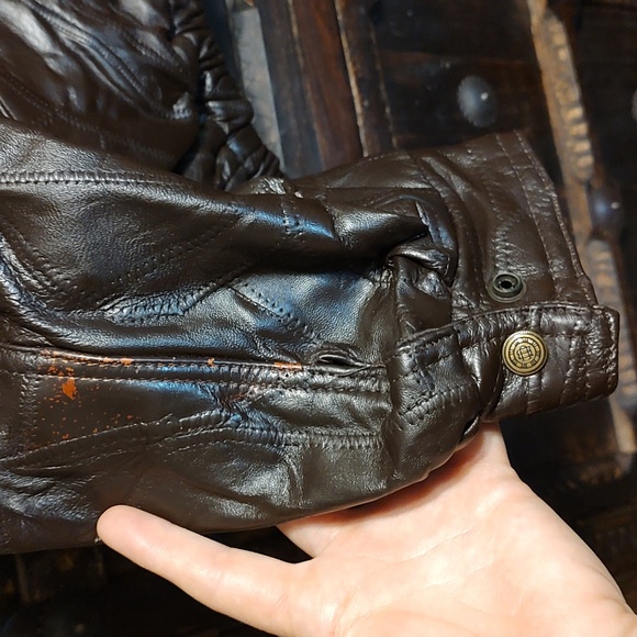 Haband Leather Jacket Size XXL Moto Style Patchwork Leather Street Style Fashion - Picture 12 of 13